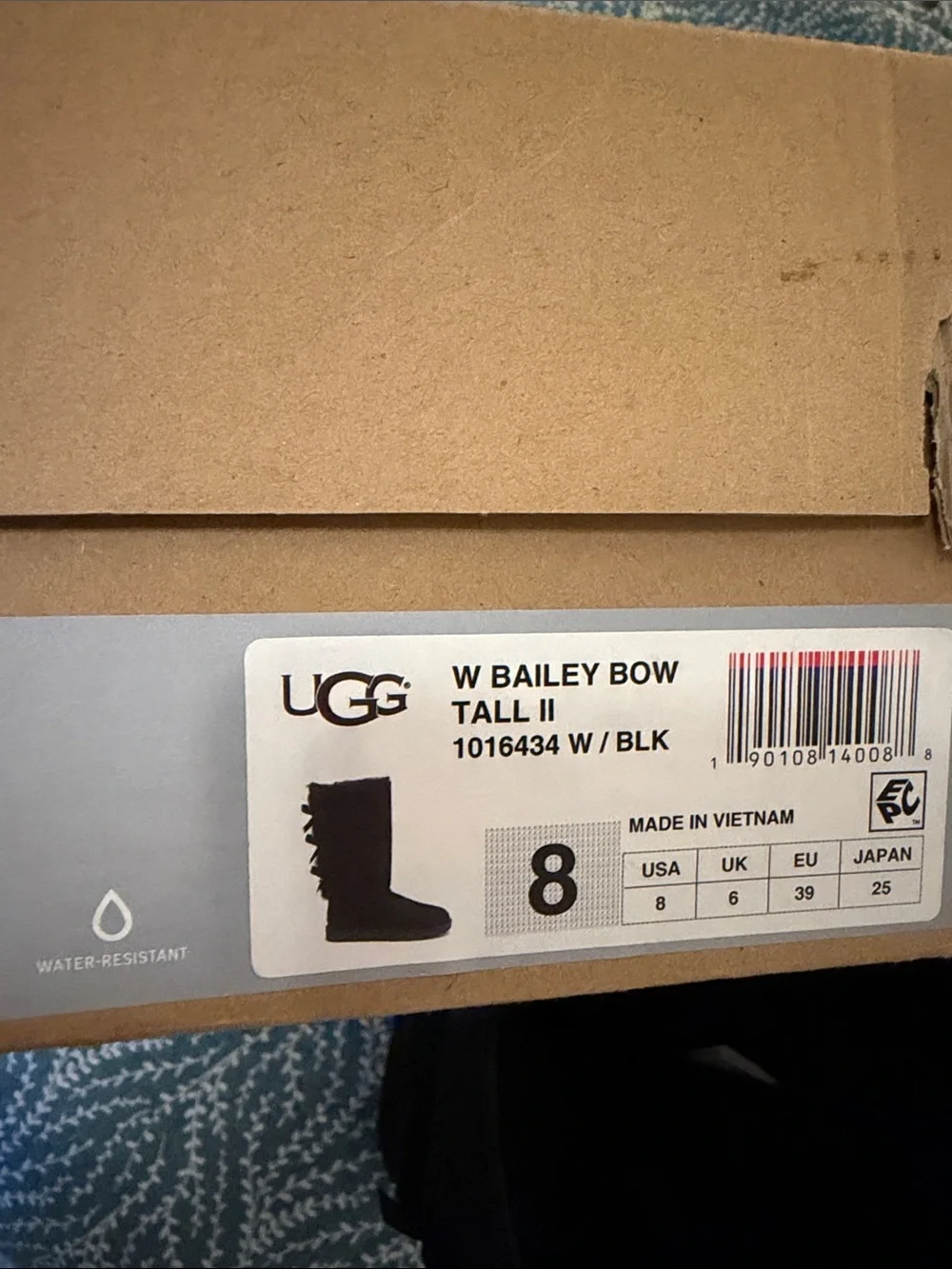 UGG Black Bailey Bow, Tall Shearling-Lined Ribbon-Back Boots